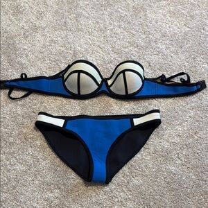 Triangl Blue and Black Bikini Set